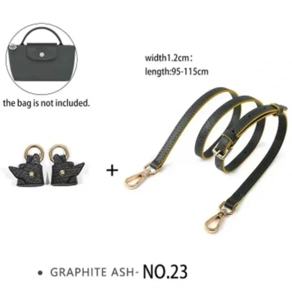 Genuine leather strap attachment for Longchamp graphite Ash Bag strap Gold - Picture 1 of 1